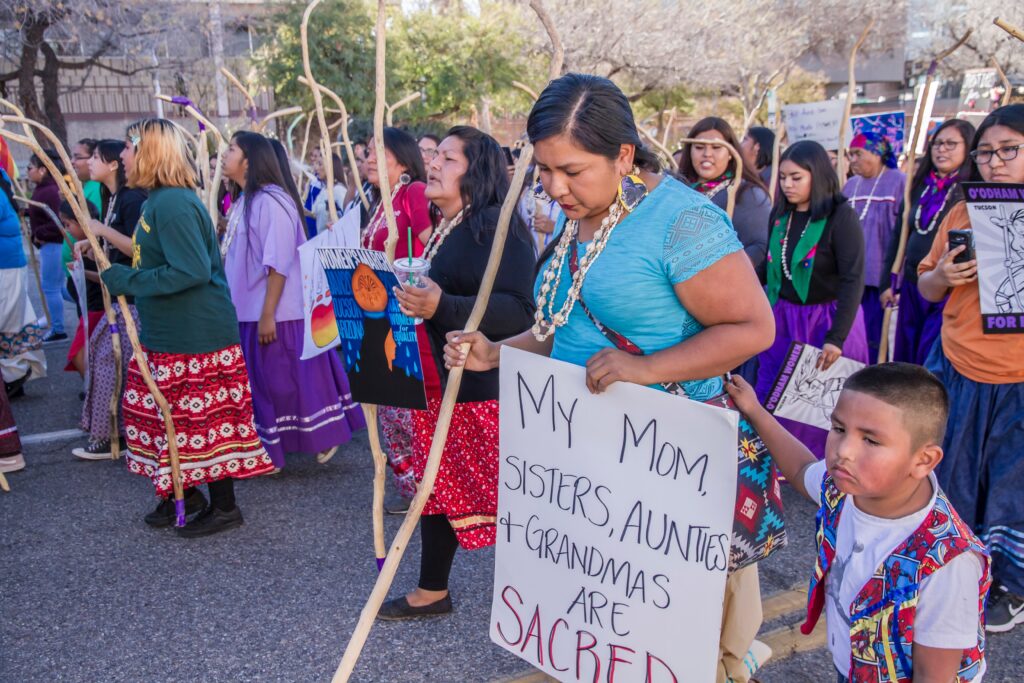 Group of Tohono Indian Women leading the Tucson 2019 Women’s March